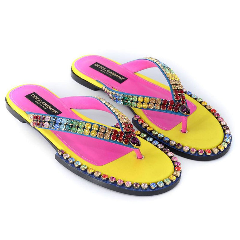 Crystal Embellished Silk Blend Flip-Flops