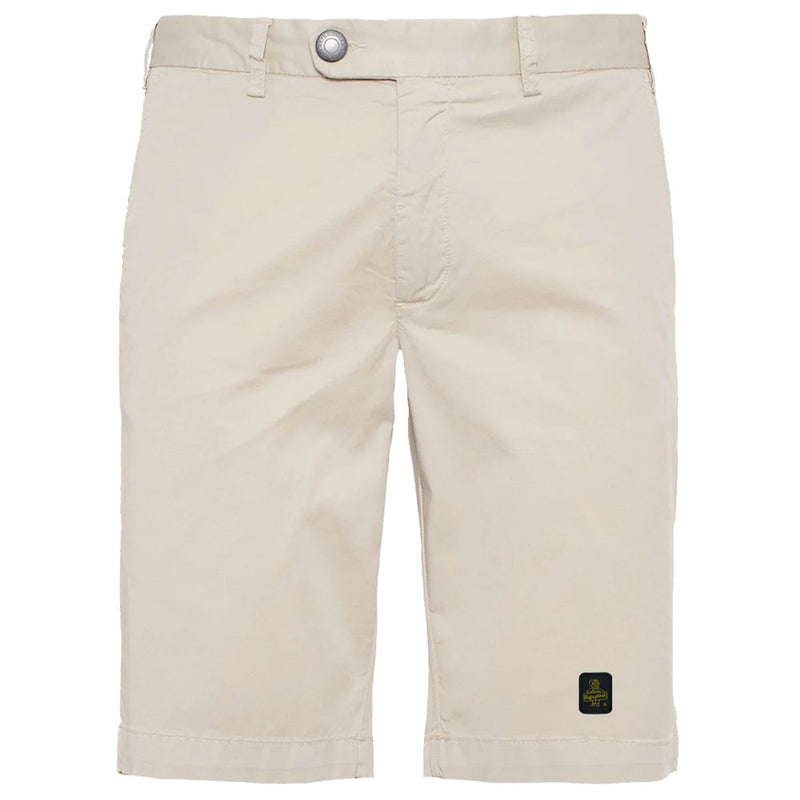 Eleganti pantaloncini beige bermuda con patch logo