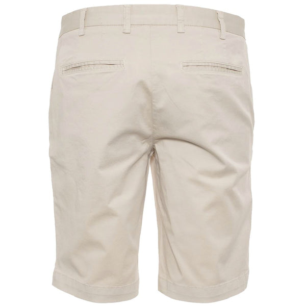 Eleganti pantaloncini beige bermuda con patch logo