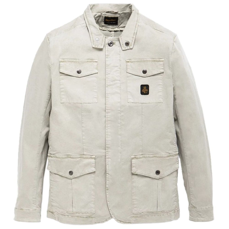 Sleek Beige Four-Pocket Cotton Jacket