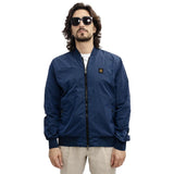 Chaqueta de bombardero azul casual elevado