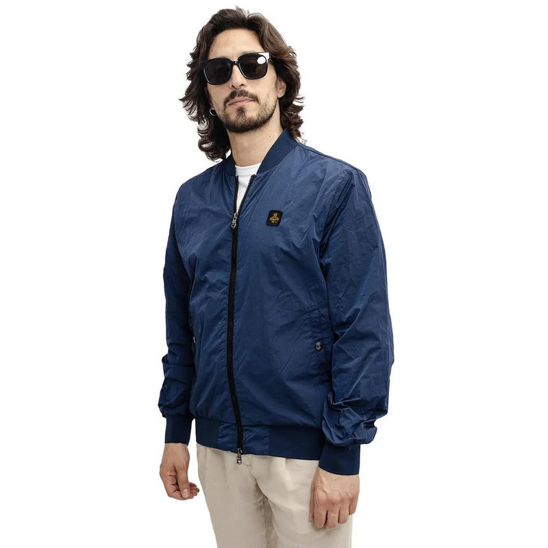 Chaqueta de bombardero azul casual elevado