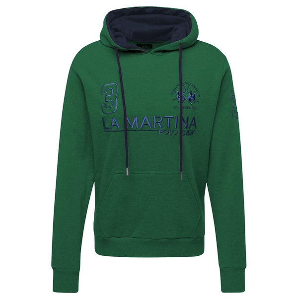 Elegante sudadera de algodón con capucha verde