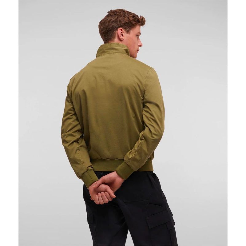 Elegante chaqueta de bombardero de algodón verde para hombres