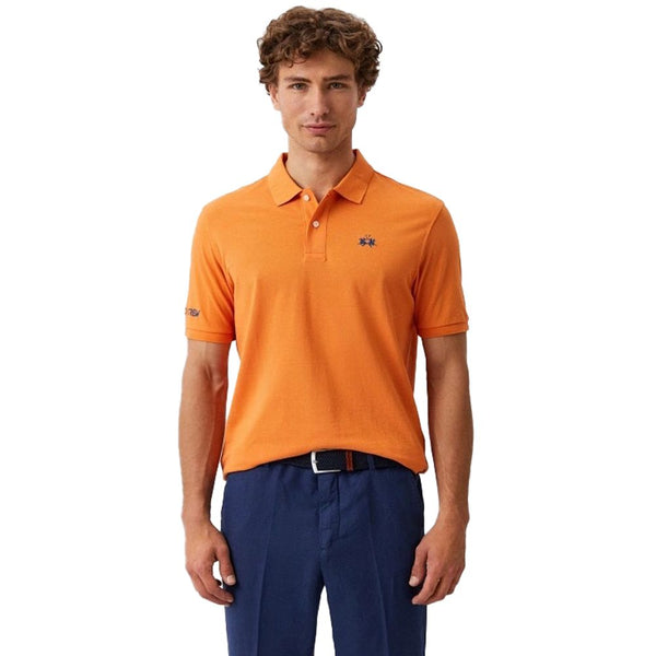 Polo de algodón naranja elegante para el icónico caballero