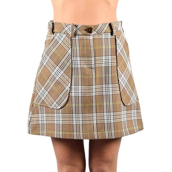 Mini gonna di miscela in cotone tartan chic