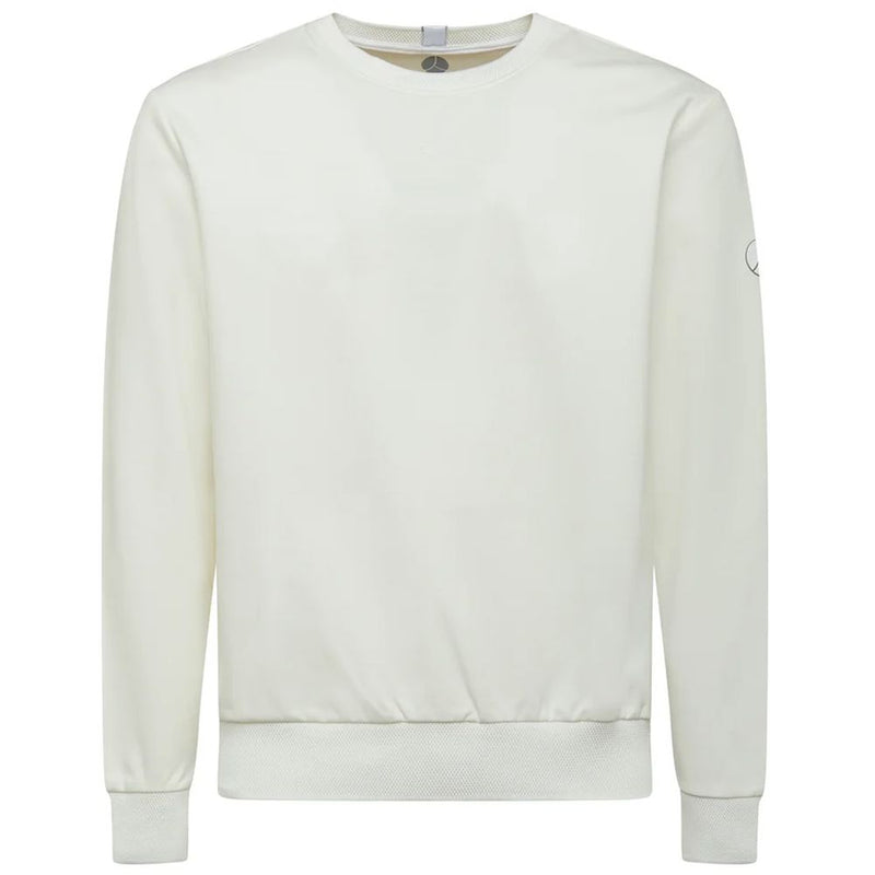 Chic White Tech Fabric Crewneck -Pullover