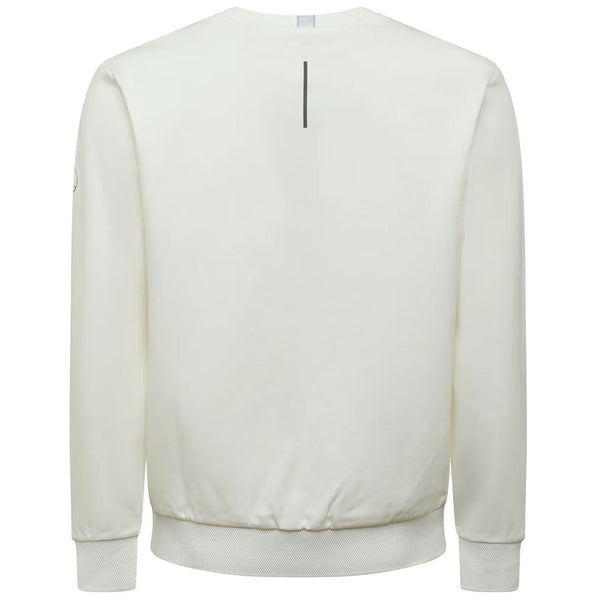 Chic White Tech Fabric Crewneck -Pullover