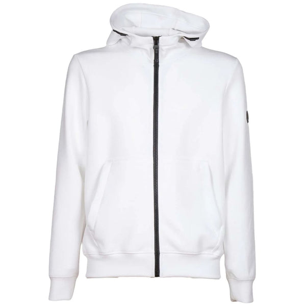 Eleganer weißer Tech Stoff Hoodie