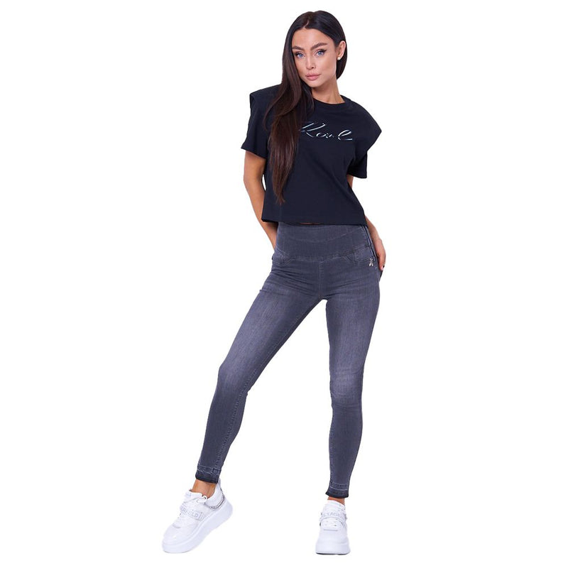 Chic High-Waisted Grey Skinny Jegggings