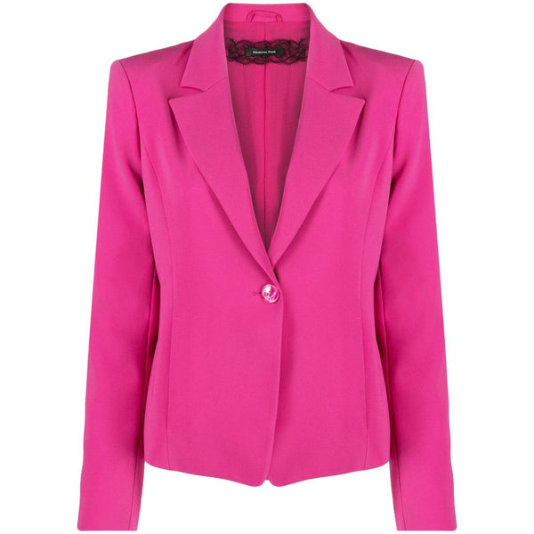 Fucsia un botón un blazer chic estirable