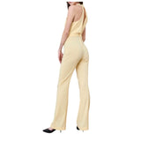 Strahlend Kanarische gelbe Stretch -Stretch -Overallkleid