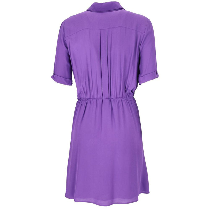 Chic Purple Flared Short Sleeve Shirt Dress