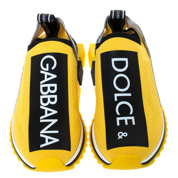 Sneaker elasticizzanti chic-logo-stampa in giallo vibrante