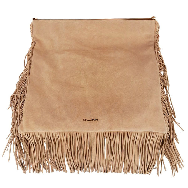 Bolso de hombro marginal de gamuza beige