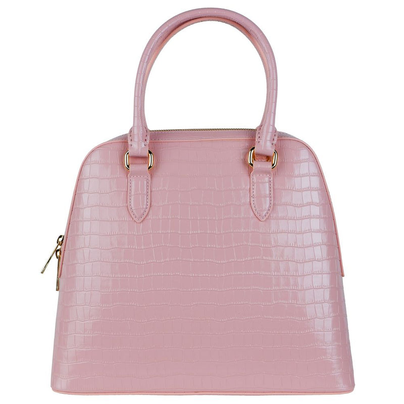 Bolso de piel de ternero con impresión de pitón rosa