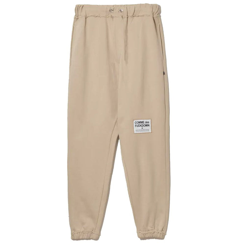 Chic beige Baumwoll -Jogginghose mit ausgefransten Details