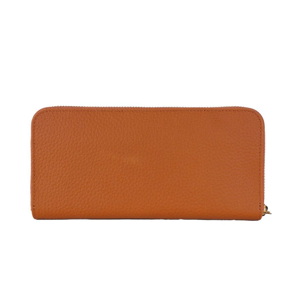 Eleganter orange Lederbrieftasche mit Reißverschluss