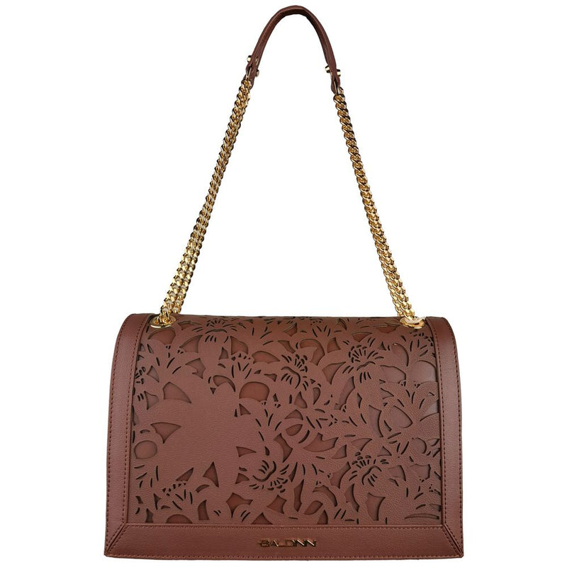 Elegante bolso de hombro de cuero floral