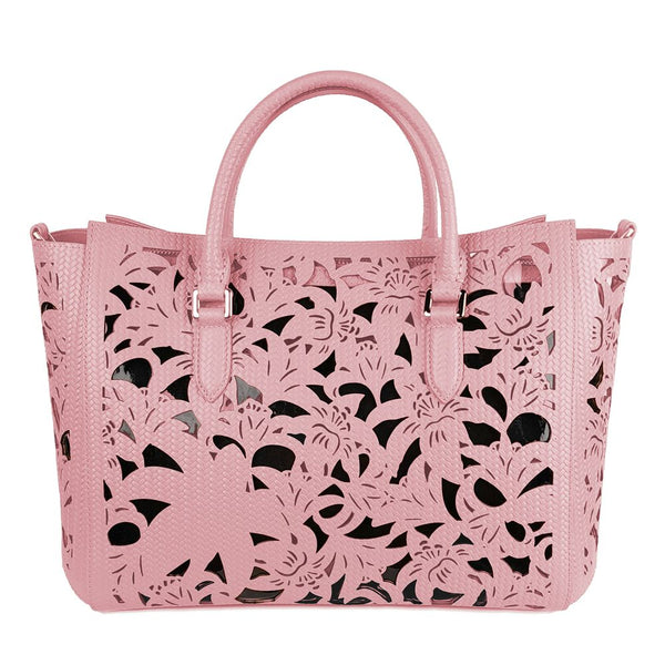 Chic Pink Calfskin τσάντα με floral τόνους