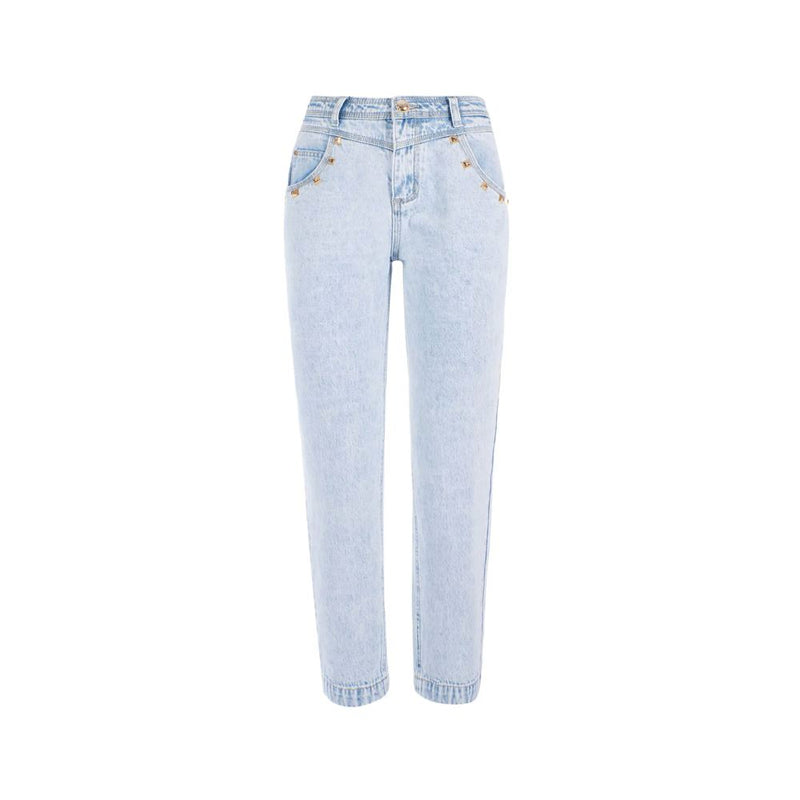 Chic Light Wash denim à taille haute