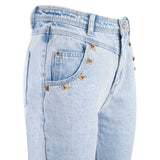 Light Blue Cotton Women's High-Waisted Jean