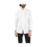 Elegante camisa de mezcla de algodón blanco