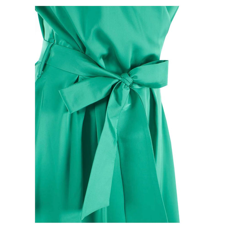 Emerald Elegance Belted Midi Dress