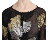 Gold Silber Seide Jacquard durch die obere Bluse sehen