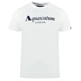 Classico tee logo di cotone bianco con dettaglio della bandiera