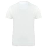 Classic White Cotton Logo Tee with Flag Detail