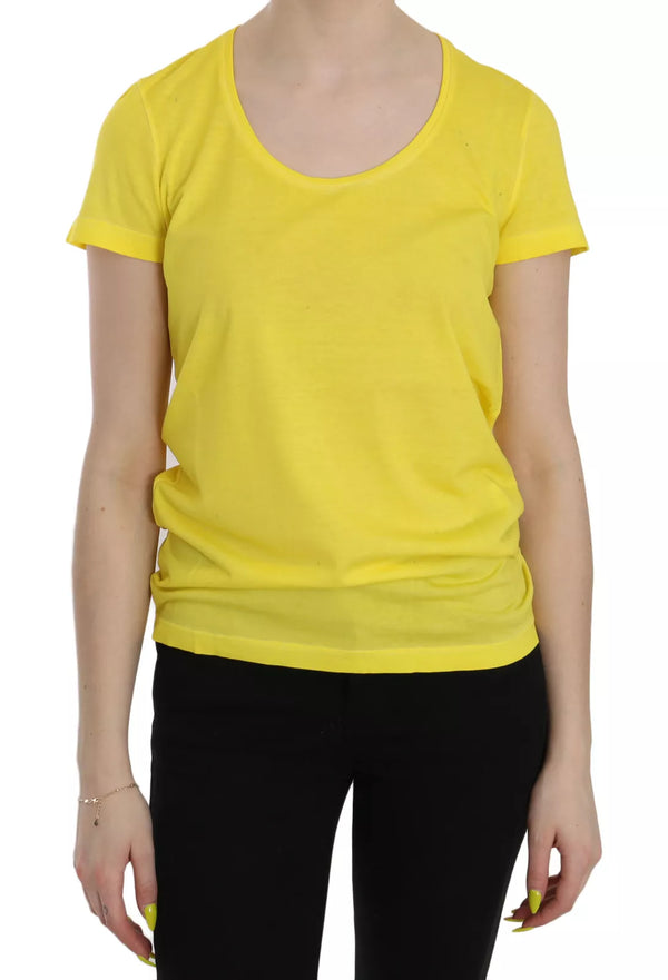 Chemise de chemise à manches courtes à manche rond jaune