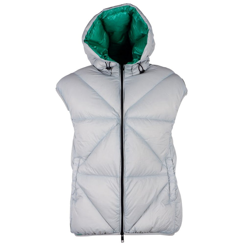 Gilet en puffer gris élégant avec doublure verte