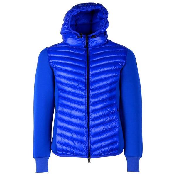 Chic Blue Nylon Down Jacke mit Stretchärmeln