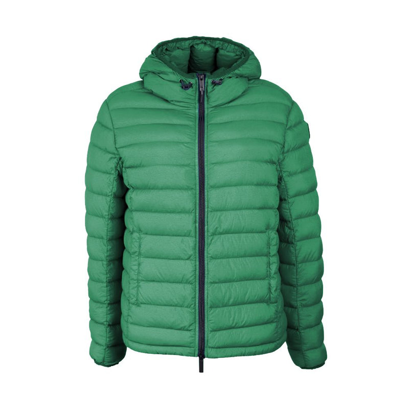 Chaqueta de nylon con capucha elegante en verde exuberante