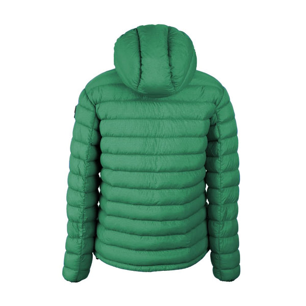 Chaqueta de nylon con capucha elegante en verde exuberante