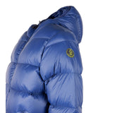 Sleek Blue Nylon Down Jacket