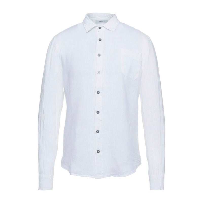 Elegante camisa de lino blanco para hombres