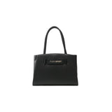 Chic Ebony Tote mit Silber -Logo -Akzent