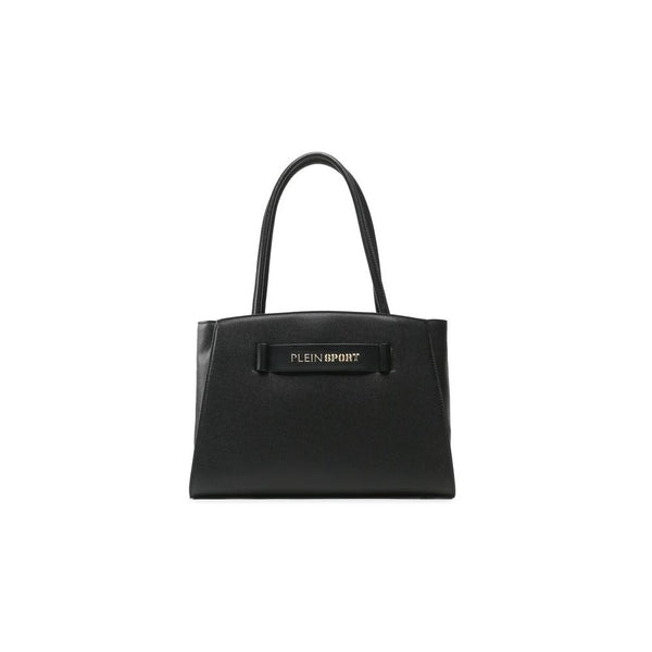 Chic Ebony Tote con accento logo d'argento