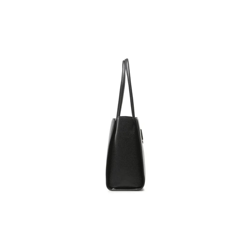 Chic Ebony Tote mit Silber -Logo -Akzent