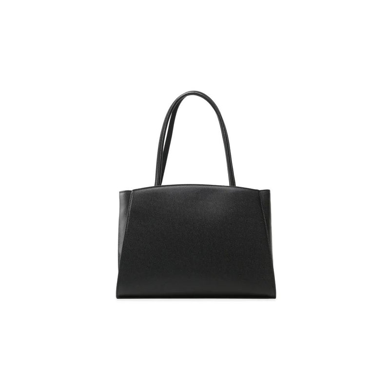 Chic Ebony Tote mit Silber -Logo -Akzent