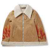 Veste de shearling en daim accentué de flamme