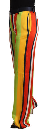 Multicolor Striped Mid Waist Straight Pants