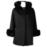 Chic Woolen Short Coat with Fur Detail