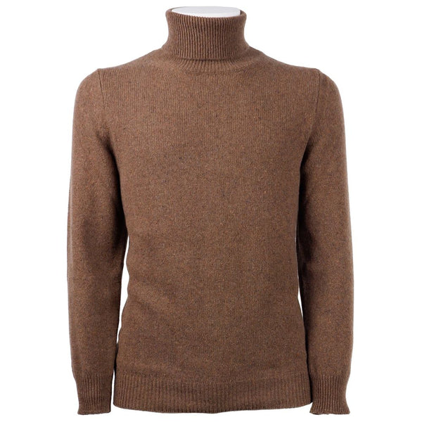 Elegante maglione di dolcevita in cashmere in marrone