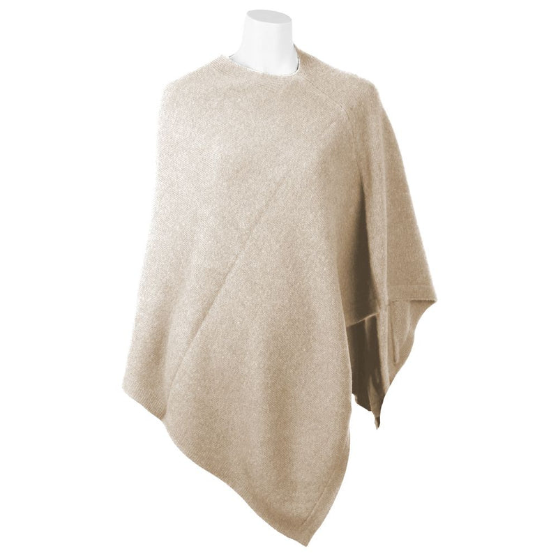 Chic V-Neck Cashmere Poncho σε μπεζ