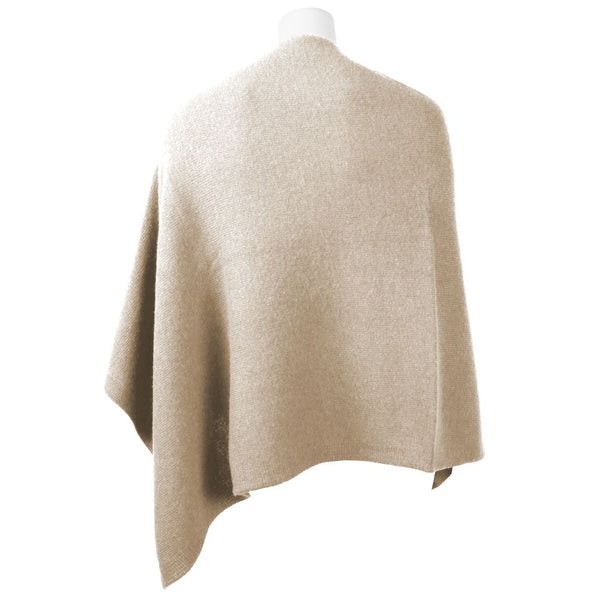 Chic V-Neck Cashmere Poncho σε μπεζ