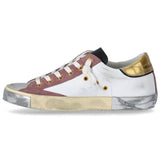 Eleganti sneaker in pelle bianca con accenti in pelle scamosciata