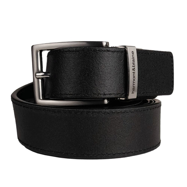 Ceinture en cuir de veau noir réversible